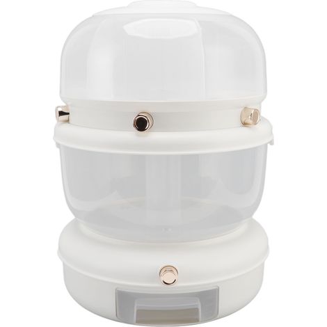 9kg Double couche récipient à riz 6 compartiments distributeur rotatif pressé sceau sec seau alimentaire blanc cuisine maison