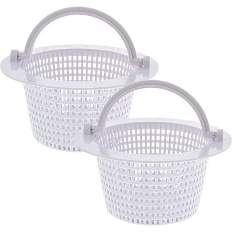 Panier rond pour skimmer de piscine hors sol, avec poignée pour Un Retrait Facile, Paquet de 2 - Diam 16 cm - Blanc (1/4)