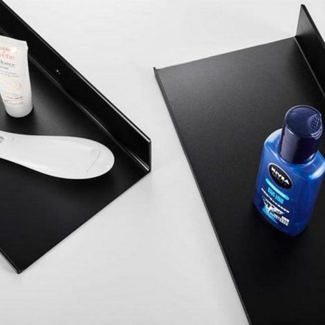 Set di 2 mensole salvaspazio in alluminio per bagno, 4012,53 cm, adatte per WC, facile installazione (1/4)