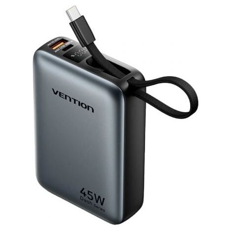 Powerbank 20000mAh Vention FHGH0/ 45W/ Gris/ Incluye Cable USB Tipo-C