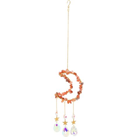 Carillon lunaire en cristal brillant, pendentif suspendu pour décoration de fenêtre, maison, jardin, mariage, fiançailles. (1/5)