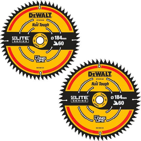 2 x Dewalt DT1670 ELITE EXTREME Cordless Mitre Saw Blade DCS365 184mm 60 Tooth (1/5)