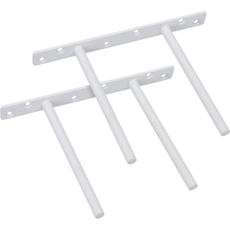 Equerre Etagere Murale Fixation Flottante Invisible, Tige Double Support Etagere Murale en Métal, Tablette Flottante Support Charge Lourde, Longueur 150MM, Blanc Brillant 2 Pcs, EJY9006W-2P (1/5)