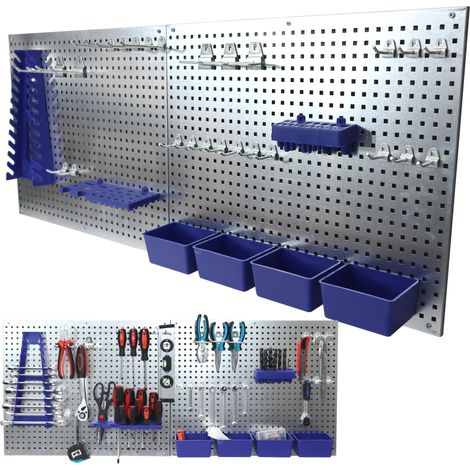 Bituxx Werkzeugwand Lochplatte Wandhalterung Werzeug 32-teilig – Modulare Lochwand aus Metall mit 1.380 Löchern, 4 Behältern, 3 Halterungen & 25 Haken (1/5)