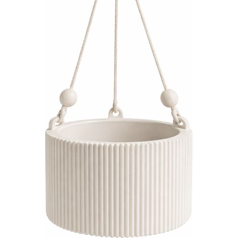 Soporte colgante blanco para flores, maceta de estilo bohemio escandinavo.