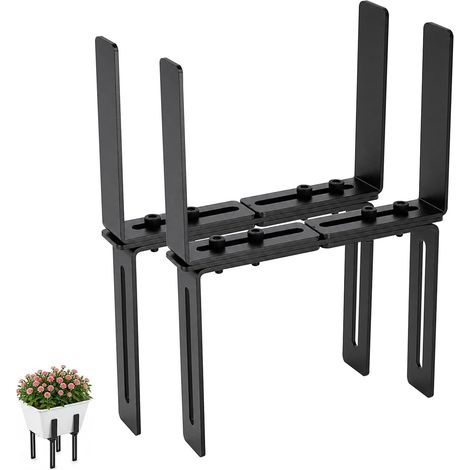 Set of 2 H-shaped flower box supports without drilling, balcony planter stand, adjustable balcony stand suitable for railings 1.5-32 cm and planters 15-23 cm (1/5)