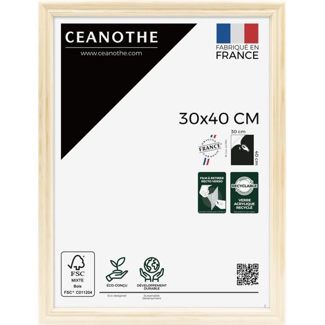Cadre Photo Bois Brut 30x40 cm et 40x30 cm - Cadre Photo Bois Naturel FSC – Convient au A4 – Fabriqué en France – Cadre Photo Circée Authentic 30x40 cm - Verre acrylique Incassable (1/5)