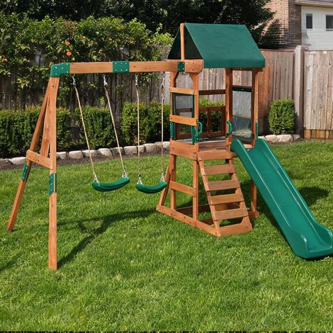 Portique de balançoire en bois plastique 315 x 284 x 233 cm (1/5)