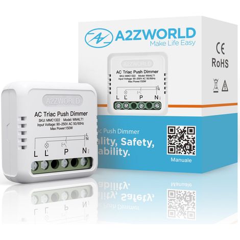 Push AC Triac Dimmer, Per Lampada Led Dimmerabile Taglio di Fase, AC 220V 1A Max 150W, Compatibile Finder 15.51 (1/3)