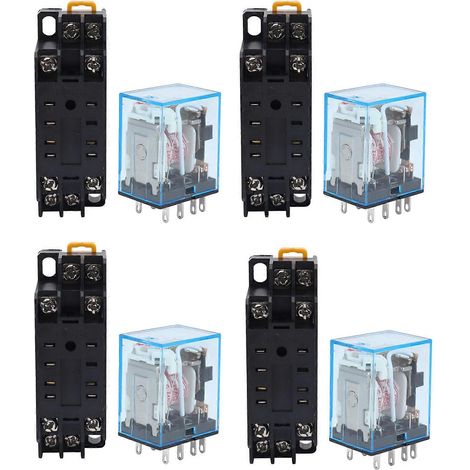 Relais de puissance DPDT à bobine 220/240 V CA MY2NJ, embase à 8 broches avec support en W, 4 broches (1/5)