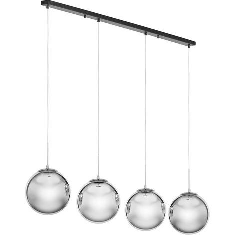 Plafonnier 4 ampoules verre fumé verre fer noir gris foncé (1/4)