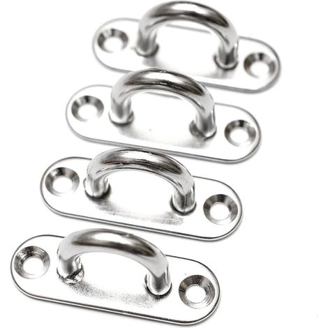 Lot de 4 œillets de pont en acier inoxydable de 6 mm avec plaquette et crochet.