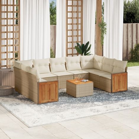Set Divano da Giardino 10 pz con Cuscini Beige in Polyrattan vidaXL (1/5)