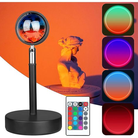 Lampe coucher de soleil, 7 W, 16 couleurs, projection coucher de soleil rotative à 360° pour une ambiance romantique. (1/5)