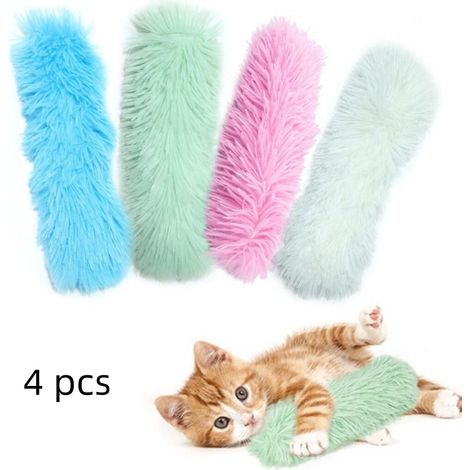 4-teiliges Katzenspielzeug-Set, weiches Kissen mit beruhigenden Geräuschen, interaktives Plüschtier für Wohnungskatzen und Kätzchen