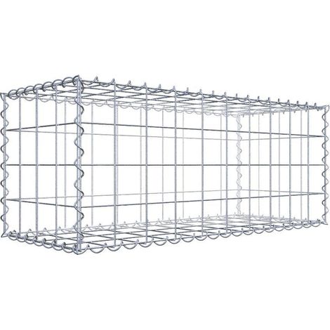 Gabion 100 cm x 40 cm x 40 cm – Mailles 10 x 10 cm – Construction en fil de fer galvanisé – Résistance à la corrosion – Montage rapide avec spirales – Gabiondeco (1/6)
