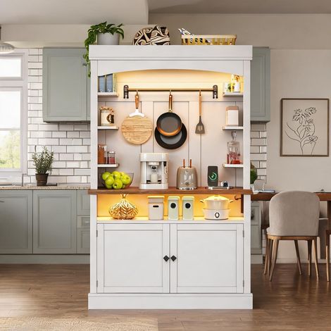 Buffet coloris blanc en MDF 106 x 43 x 183 cm (1/5)
