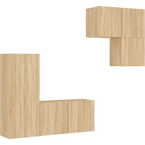 Maison Exclusive - 4-tlg. Wohnwand Sonoma-Eiche Holzwerkstoff