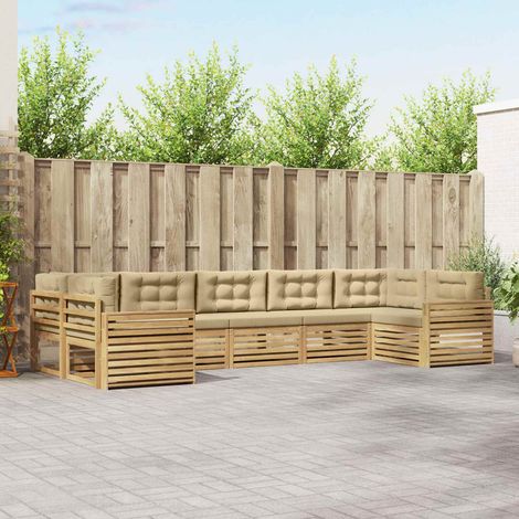 Teenpull – Outdoor-Sofagarnitur 7 Stk. Weiß und Beige Massivholz Akazie (1/5)