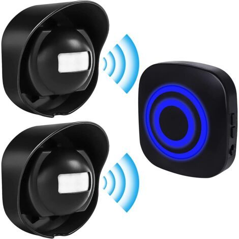 BUNTHAUS Sonnette De Porte, Détecteur De Passage, Sonnette De Porte avec Détecteur De Mouvement, 38 Sonneries & Flash LED, pour Maison/Usines/Garage(1 Récepteur Et 2 Capteurs) (1/5)