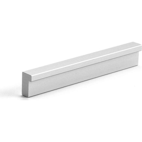 Set mit 2 Schrankgriffen – Mattsilberne Schubladengriffe (64 mm) mit Mittelloch – Massive, abgeschrägte Schubladengriffe für Küchenschränke – Griffmulden