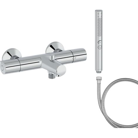 Mitigeur baignoire JACOB DELAFON Simone + pommeau de douche Shift+ rond + flexible de douche métal (1/5)