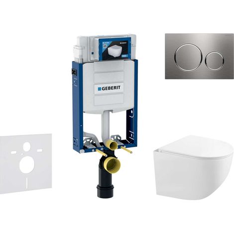 Geberit Kombifix - Set Vorwandelement, Kompakt-WC Gaia mit Softclose-Sitz und Sigma20-Betätigungsplatte, Edelstahl SANI15CA6103