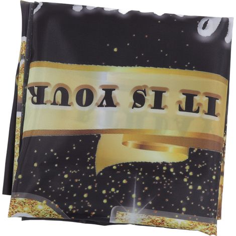 Bannière anniversaire 16 ans noir et or 180x99cm, décoration de fond pour fête, guirlande pour jardin, décoration murale (modèle SRHF-006-16) (1/5)