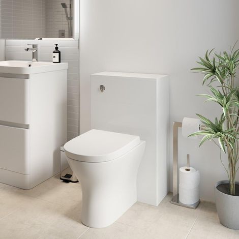 Modern Bathroom Toilet Unit Concealed Cistern 500mm WC BTW Soft Close Seat White (1/5)