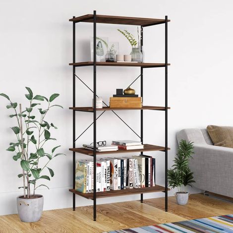 Étagère avec 5 étagères 80x40x163 cm Design moderne diverses couleurs couleur : Noir - bois foncé (1/5)
