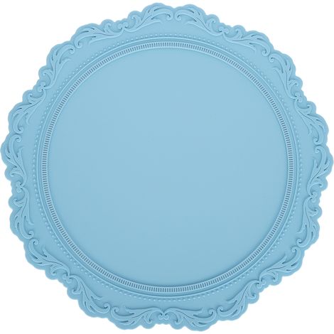 Lot de 6 tapis de table ronds en silicone texturé bleu clair, épais et isolants, style nordique pour cuisine et maison (1/5)