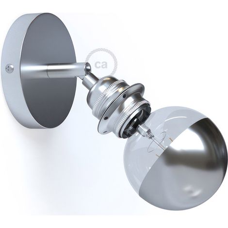 Fermaluce Metallo 90° con portalampada filettato E27, punto luce in metallo orientabile