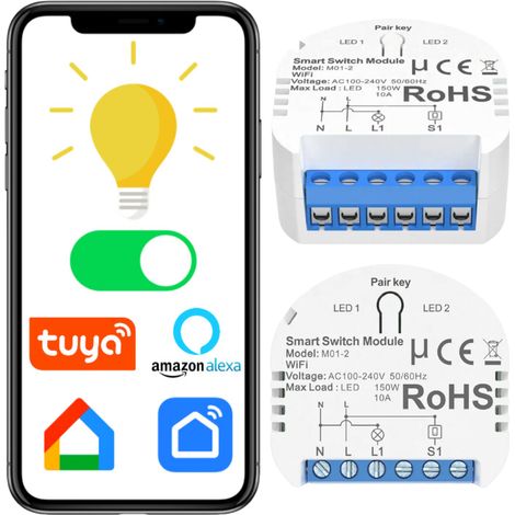 M01 Interruptor de luz empotrable WiFi de 1 v铆a