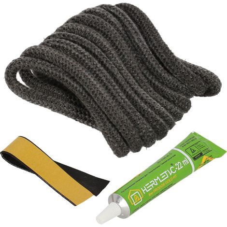 Cordino in filo di vetro per sigillare la canna fumaria della stufa + colla, 9 mm, 2,5 m (1/5)