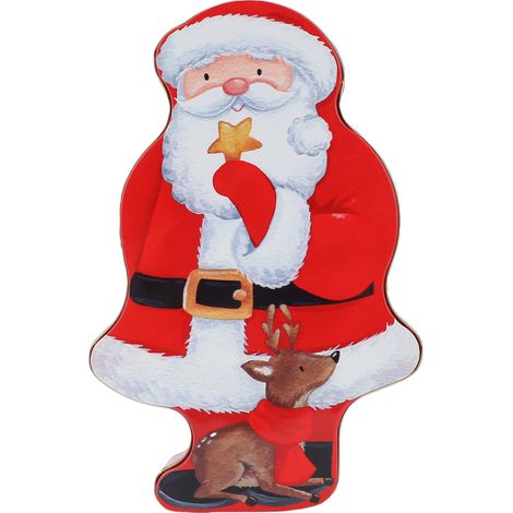 Boîte à bonbons Père Noël en métal, décoration de Noël, tirelire en métal pour biscuits de Noël, multi-usage pour les fêtes (1/5)
