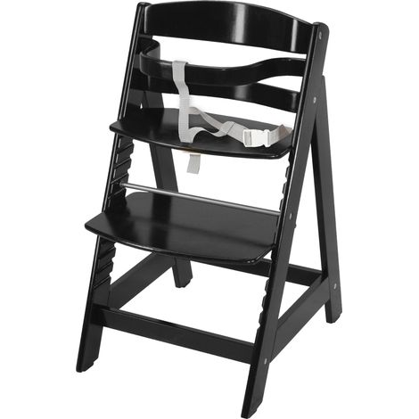 Chaise Haute Évolutive en Bois Noir Sit Up III - Hauteur Réglable - de 6 Mois jusqu'à 70 kg - Chaise Bébé Résistante avec Barre de Sécurité (1/5)