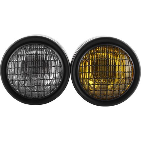 Phare rond rétro 8,2 pouces double lampes blanc et jaune universel pour moto (1/5)