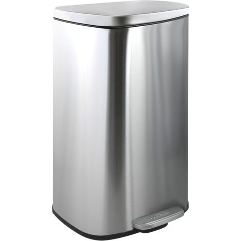Spirella – Poubelle à pédale inox 30L – Ouverture facile avec grande pédale – Insert plastique avec poignée – Dimensions 34,3x23,5x62,9cm