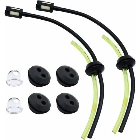 Lot de 2 Kits Universels de Filtres à Essence avec Joints Passe-Durites pour Carburateurs de Tondeuses à Gazon - Compatible avec les Essences de Tondeuses ECHO et STIHL, avec Brosse et Kit d' (1/4)