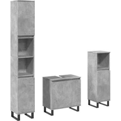 Maison Exclusive - 3-tlg. Badmöbel-Set Betongrau Holzwerkstoff