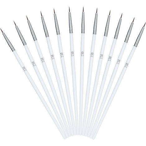Ensemble de 12 pinceaux blancs multifonctionnels extra-fins pour peinture à l'huile numérique, stylo à ligne de coupe 000 petit (1/5)