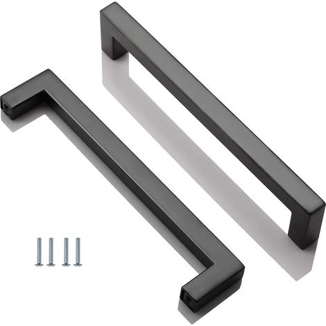 2 Pièces Acier Inoxydable Cuisine Armoire Porte Poignées Placard Tiroir Chambre Meubles Poignee Tirer Entraxe 160MM, Noir, avec des vis