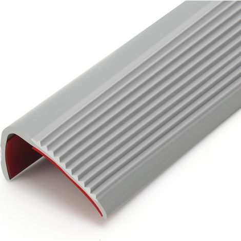 Nez d'escalier antidérapant 5 m - Vinyle autocollant - Caoutchouc PVC flexible - 5 m x 25 mm - Gris (1/5)