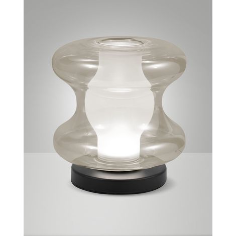 Lampe De Table Frua Ø18 Cm, Led 7W 750 Lm, Sélecteur 2700K/3000K/4000K, Structure En Métal Et Verre Borosilicate Cognac, Luminaire Design Chic. (1/2)
