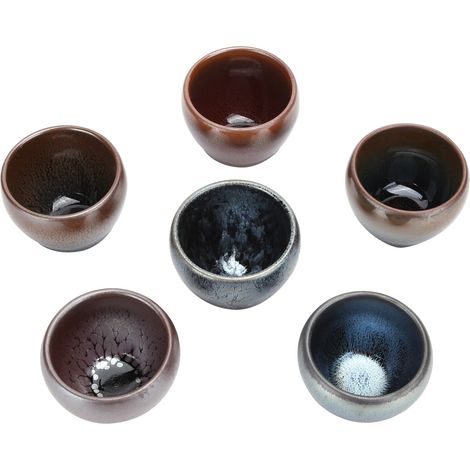 6-teiliges Set Teetassen aus Keramik, Kung-Fu-Teegeschirr, Trinkgeschirr-Accessoire für die Heimdekoration, 6 Farben (1/5)