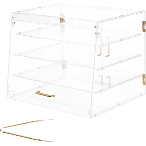 Mophorn Vetrina per pasticceria con 4 ripiani, espositore commerciale in acrilico con porta posteriore magnetica, ideale per conservare e presentare pane, biscotti e dolci. 530 x 435 x 415 mm (1/5)