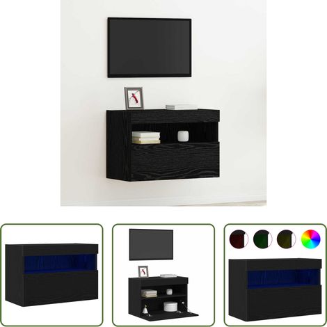 Holzregal - TV-Wandschrank Schwarz Eichen-Optik 60 x 30 x 40 cm (1/5)