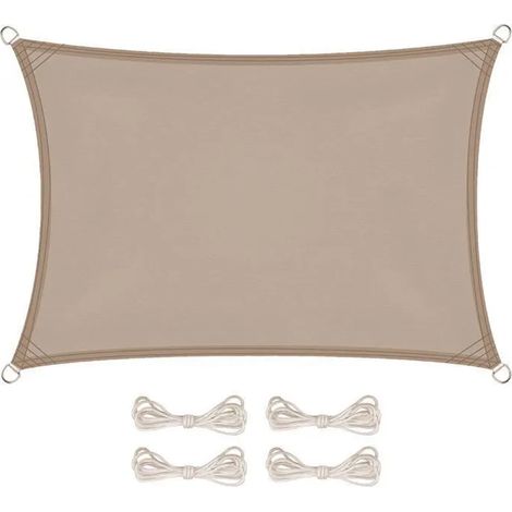 Voile d'ombrage rectangulaire imperméable et anti-UV - 2 x 3 m - Taupe - Linxor (1/5)