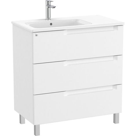 Unik Meuble 3 tiroirs + lavabo gauche ALEYDA - ROCA Couleur : Blanc mat - Dimensions : 805x460x740 mm (1/2)