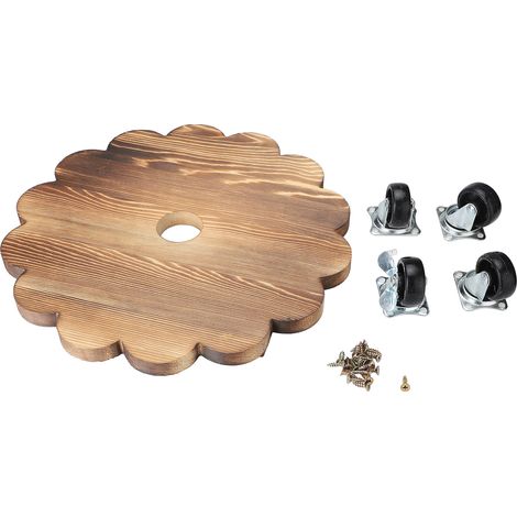Soporte para plantas con ruedas – 30 x 7 cm, soporte de madera móvil para macetas, salón y jardín. (1/5)